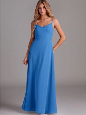 Azazie Blue Jay A-Line Chiffon Dress
